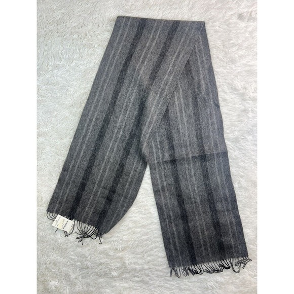 NORDSTROMS Men’s Shop‎ 100% Wool/Laine Gray Striped Scarf NWT - Picture 1 of 7